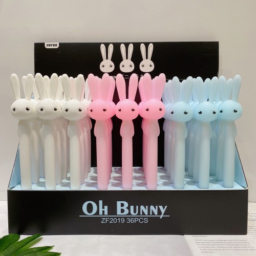 new cute rabbit gel pen cute pet student stationery silicone long-ear rabbit black signature pen water pen