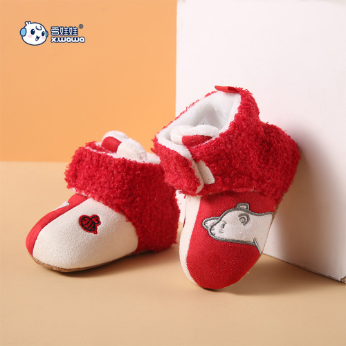 brand children‘s shoes factory direct autumn and winter spot indoor round toe suede flat velvet warm baby shoes