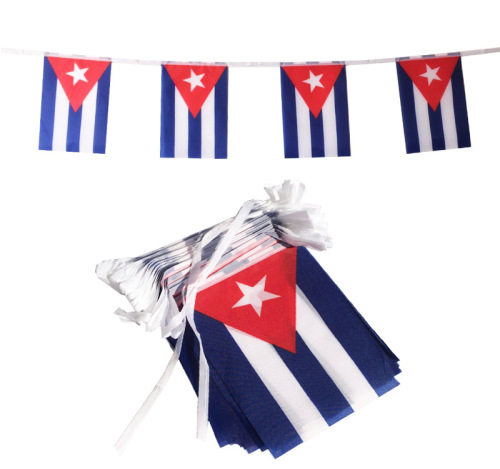 Cross-Border Supply of Cuba Flag 100 Pieces String Flags 14 * 21cm Atmosphere Layout Hanging Flag
