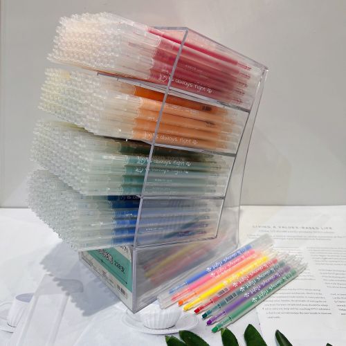 Korean Style Double-Headed Thickness Fluorescent Pen Acrylic Rack Student Multi-Color Hand Account Key Mark Line Watercolor Pen