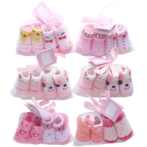 factory direct cotton cute princess baby socks set cartoon letter dot newborn socks set