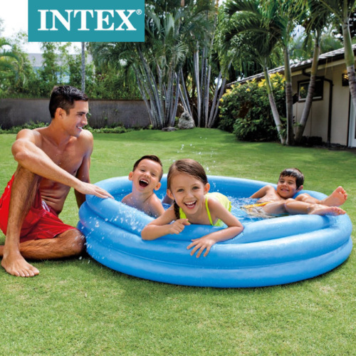 intex58426 crystal blue pool family inflatable pool blue three-ring inflatable toy children family pool
