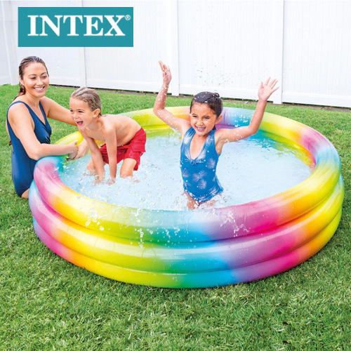 intex58439 rainbow three-circle inflatable pool family inflatable toys children paddling pool ocean ball pool