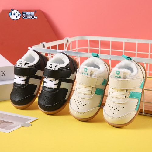 brand children‘s shoes factory direct autumn and winter low-top non-slip anti-kick baby microfiber velvet in stock