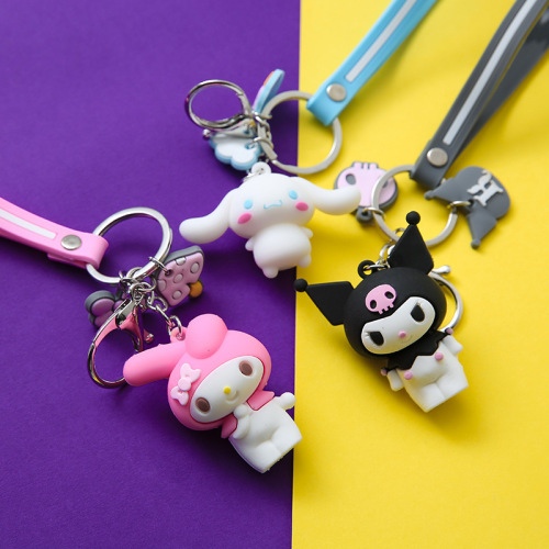 Korean Creative Epoxy Penguin Big Ear Dog Keychain Cute Cartoon Couple Bag DIY Key Chain Ring Pendant