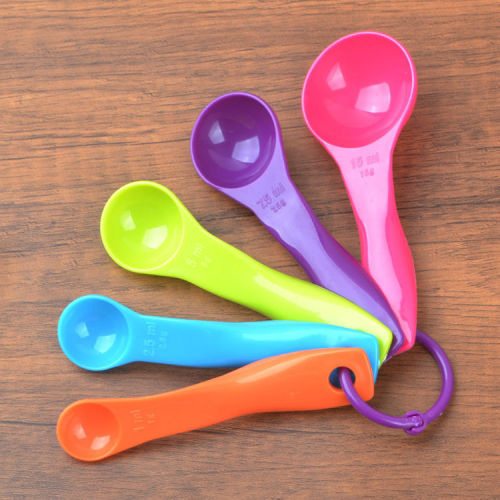 baking colorful measuring spoon double scale kitchen baking tools milk powder colored plastic measuring spoon 5-piece milk powder spoon