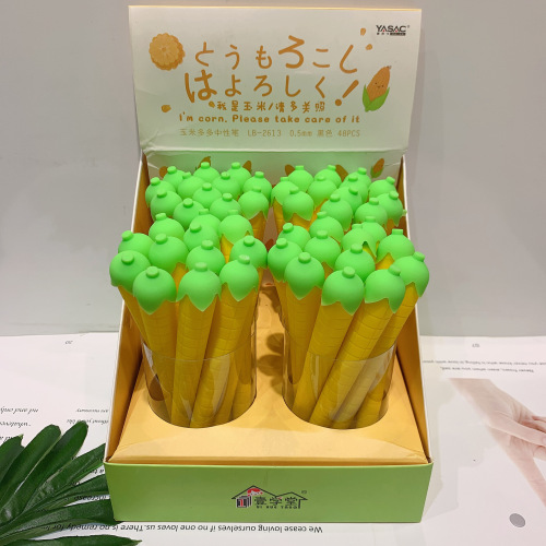 Korean Creative Corn Silicone Gel Pen Cucumber Modeling Student Stationery Vegetable Signature Pen Black Water Pen