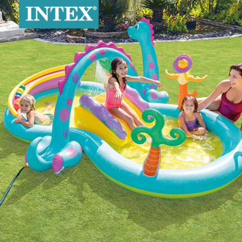 intex57135 dinosaur eight-shaped park pool slide inflatable pool ocean ball pool children‘s family swimming pool