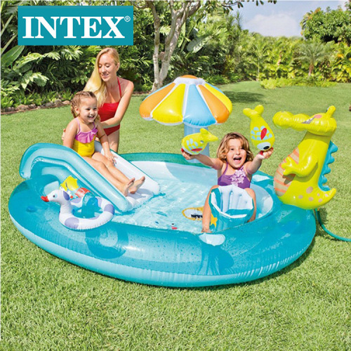 intex57165 inflatable pool family pool crocodile round slide spray pond household baby inflatable toys