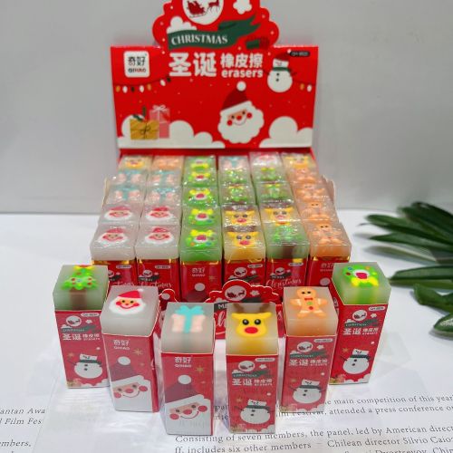 qihao korean style christmas eraser can be sliced and wiped clean by students sandwich jelly shape rubber stationery elk