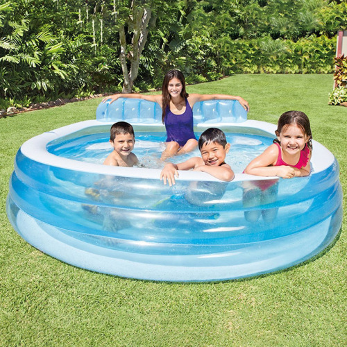 intex57190 round three-layer inflatable pool with backrest inflatable toys family children entertainment swimming pool