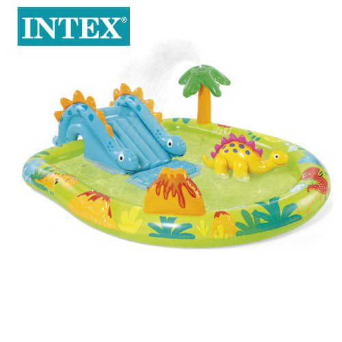 intex57166 volcanic island dinosaur park inflatable pool children‘s water spray family outdoor slide inflatable toys