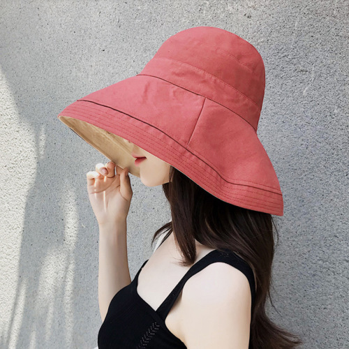 Hat New Women‘s Korean-Style Fashionable All-Matching Travel Sun Hat Sun Protection Big Brim Covering Face Japanese Style Fisherman Hat Women‘s Summer