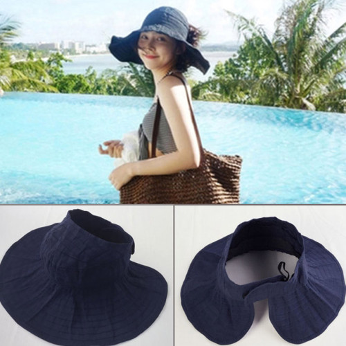 new hat women‘s summer korean-style sun protection foldable empty top hat big brim shade cloth cap casual sun hat