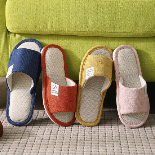 New Home Linen Slippers Women‘s Indoor Non-Slip Wear-Resistant couple Slippers Men‘s Four Seasons Floor Slippers Factory Wholesale 