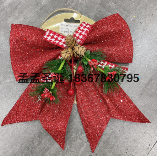 factory direct sales christmas bowknot christmas gift christmas pendant gold powder bow