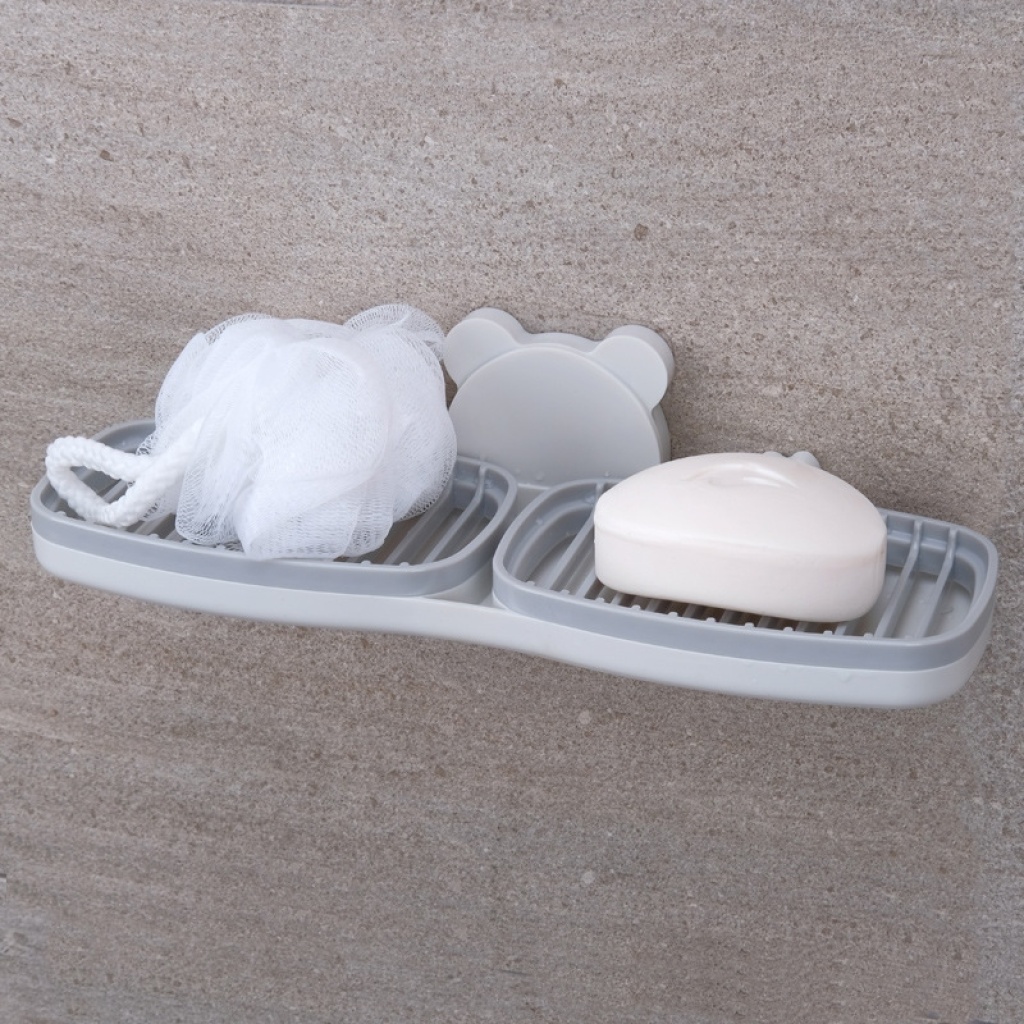 Bathroom soap box, bathroom wall-mounted soap box, non-perforated draining soap box, double-layer draining quick-drying, three-dimensional storage pic 3