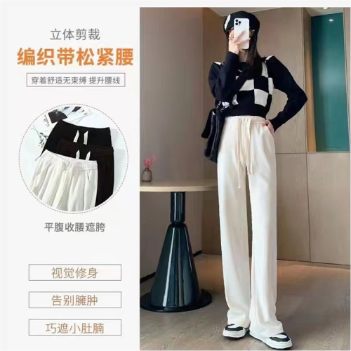 snake bone pattern wide-leg pants spring and summer new mop pants draping pleated all-match straight loose casual pants for women