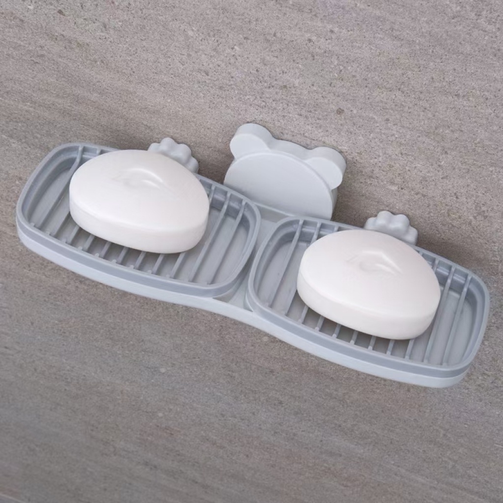 Bathroom soap box, bathroom wall-mounted soap box, non-perforated draining soap box, double-layer draining quick-drying, three-dimensional storage pic 1