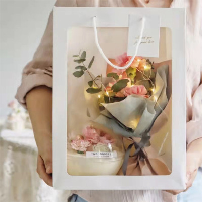 Kitchen Window Bag Transparent Gift Flower Bag Window Bouquet Hand Gift Bag Christmas Decorative Bag Wholesale