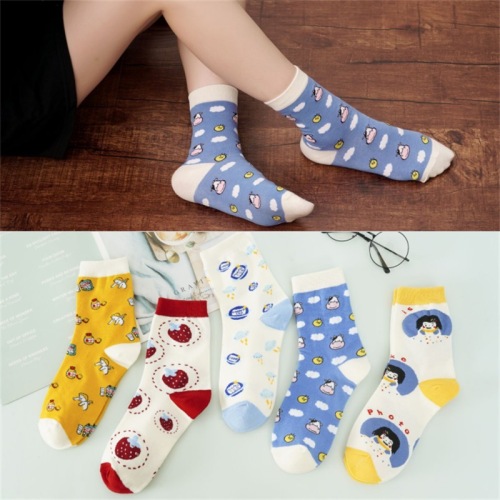 Cartoon Socks Children Middle Tube Cotton Socks Quirky Ideas Personality Cow Ins Trendy Socks Spring and Autumn Korean Style Trendy Long Socks