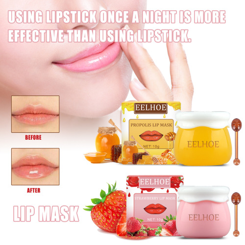 Strawberry Honey Lip Mask Lip Balm Propolis Moisturizing Scrub Moisturizing Lip Mask Foreign Trade Exclusive