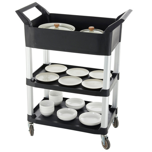 Factory Wholesale Hotel Three-Layer Trolley Dining Tray Cart Plastic Dining Car Restaurant Servicer Multi-Function