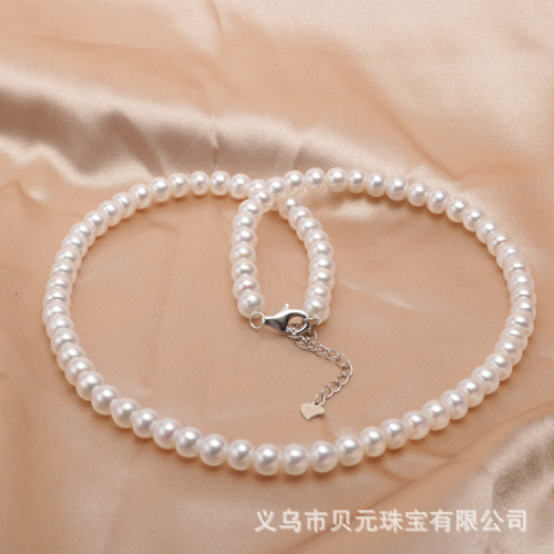 wholesale genuine natural freshwater pearl necklace flawless strong light pearl necklace all-match women‘s extension chain adjustable gift