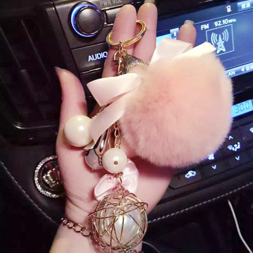 new rex rabbit fur car plush pendant women‘s key chain keychain bag pendant tassel fur ball small gift