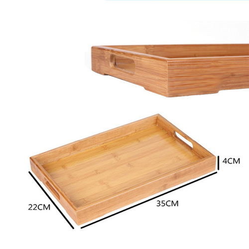 Home Japanese Style Bamboo Tray with Handle Hotel Restaurant Serving Food Dinner Plate Rectangular Water Glass Tray Tea Tray