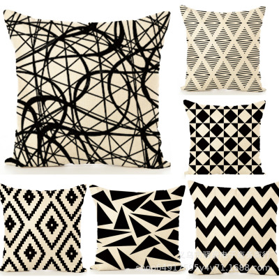 Pillow Cover Customized European Style Black and White Geometry Abstract Car and Sofa Cushion Cover Home Supplies Hot Sale