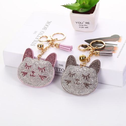 car luggage creative ornaments wholesale cute cartoon diamond cat keychain pendant activity gift customization