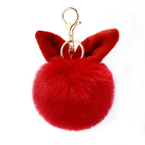 Winter Creative new Rabbit Ears Imitation Rabbit Fur Ball Car Keychain Pendant Men‘s and Women‘s Bag Ornaments Exquisite Gifts
