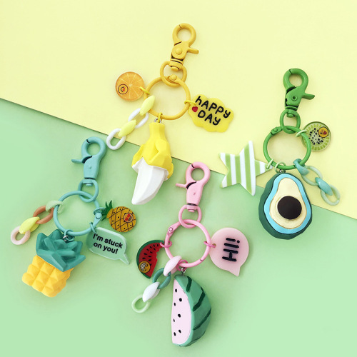Cute Avocado Fruit Acrylic Keychain Car Pendant Student Bag Key Chain Ornaments Creative Gifts