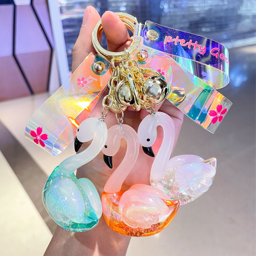 Colorful Crystal Little Swan Acrylic Key Chain Cute Schoolbag Key Pendants Car Pendant Ornament Key