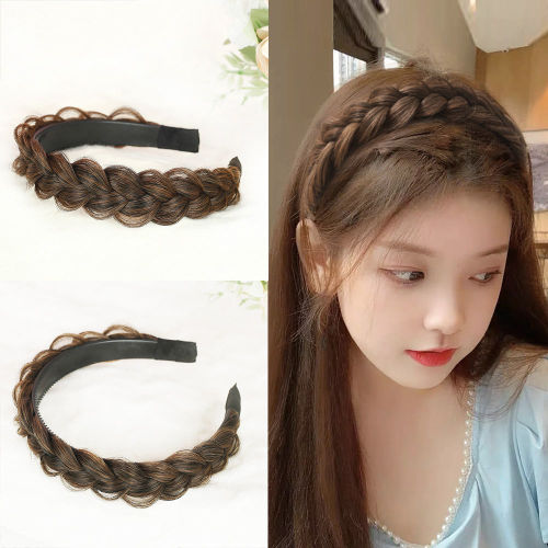 fish bone braid wig female twist braid headband toothed non-slip cute headband net red pressure hair headband hair accessories