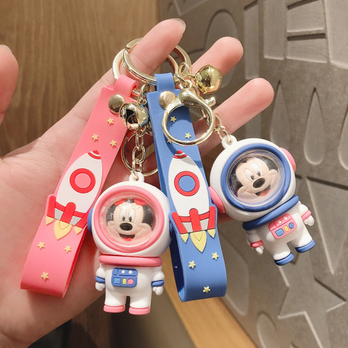 Creative Cartoon Astronaut Couple Key Chain Cute Mickey Minnie Keychain Pendant Schoolbag Pendant Key