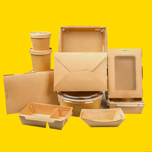 Disposable round Salad Kraft Paper Bowl 1000 Ml1500ml to-Go Box Fried Chicken Barbecue Bento Paper Bowl Price