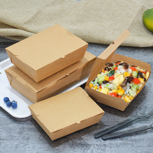kraft paper lunch box windowless salad box fried chicken chips snack stinky tofu carton disposable takeaway packing box