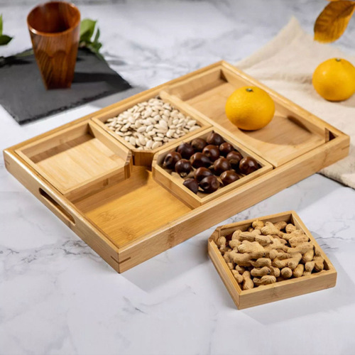 chinese wooden dried fruit plate candy box creative tray living room snack snack box new year home tea tray wholesale