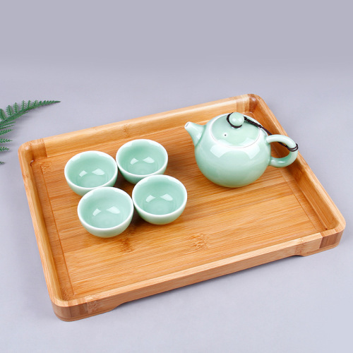 Rounded Bamboo Tray Household Tableware Tea Set Tea Tray Customized Restaurant Hotel Bread Cheese solid Wood Tray Wholesale 