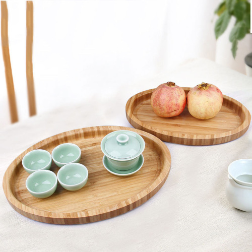 Chinese Oval Bamboo Tray Household Large and Small Multi-Function Fruit Plate Bread Plate Wholesale 