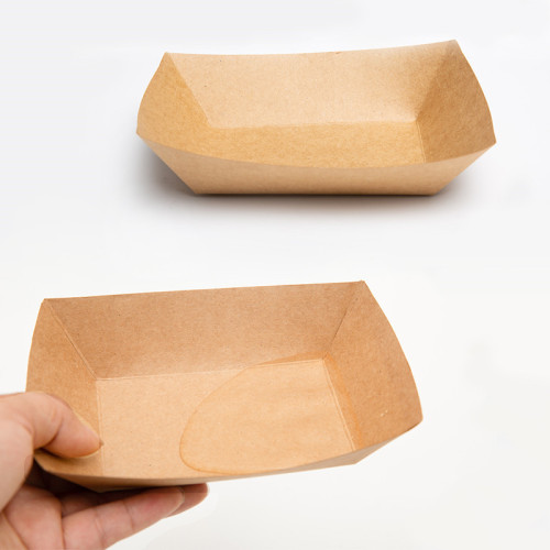 kraft paper boat box open leak-proof snack plate fried potato and chicken pieces dinner plate kraft box french fries paper plate
