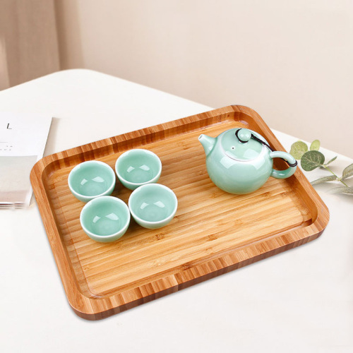 Factory Creative Rectangle Rounded Bamboo Tray Hotel Household Restaurant Bread Dinner Plate Tea Tableware Tray Wholesale