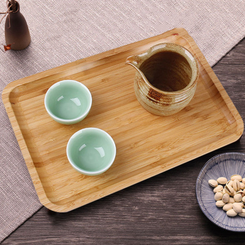 manufacturer wooden simple rectangular plate home hotel multi-function tray customized bamboo side pressure solid wood tea tray