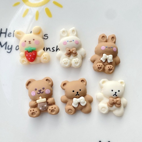 Resin Accessories DIY Ornament Phone Shell Stickers Cake Shoe Buckle Cup Sticker Winter Cream and Coffee-Colored Series Milk Bear