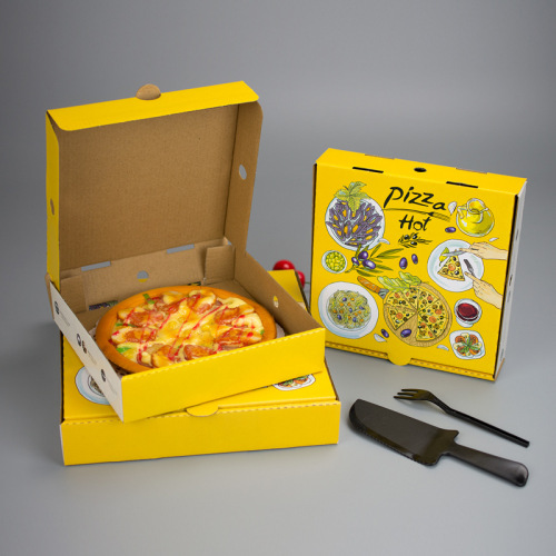Pizza Cowhide Corrugated Pizza Box Creative 7-Inch 8-Inch 9-Inch 10-Inch 12-Inch Pizza Packing Box Baking Box Yellow