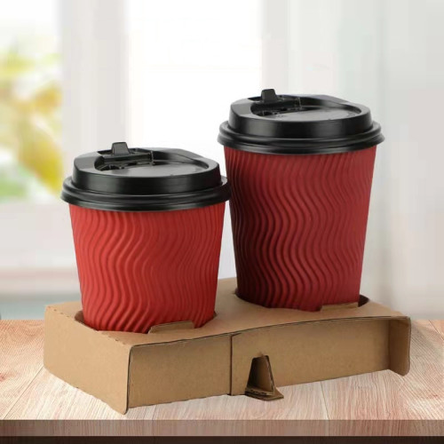 Disposable Corrugated Paper Pallet Two Cups 4 Cups Reinforced Base Support Anti-Spill Leakproof Coffee Drink Cup Holder Factory Price