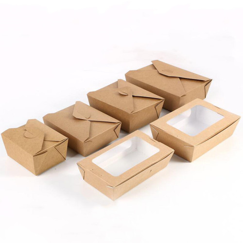 kraft paper lunch box with window fried chicken barbecue 1400ml lunch box salad box disposable takeaway fast food box
