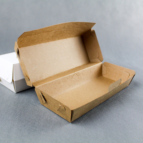 Kraft Paper Lengthened Hot Dog Box Currency Disposable Cheese Brushed Hot Dog Box Blank Coated Hot Dog Hamburger Box